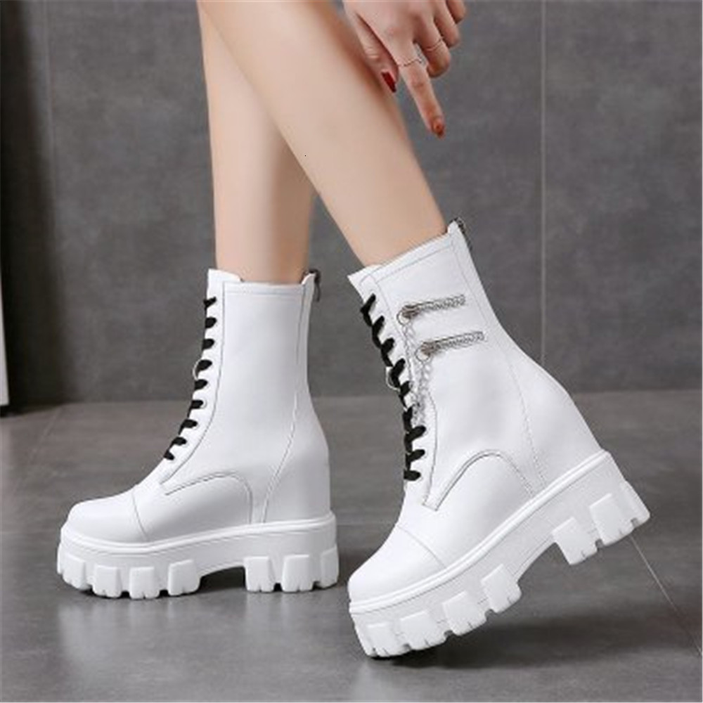

Winter 2021 New Fashion Female White Boots Shoes Women Lower Punk Woman Boot Size -39 PON7