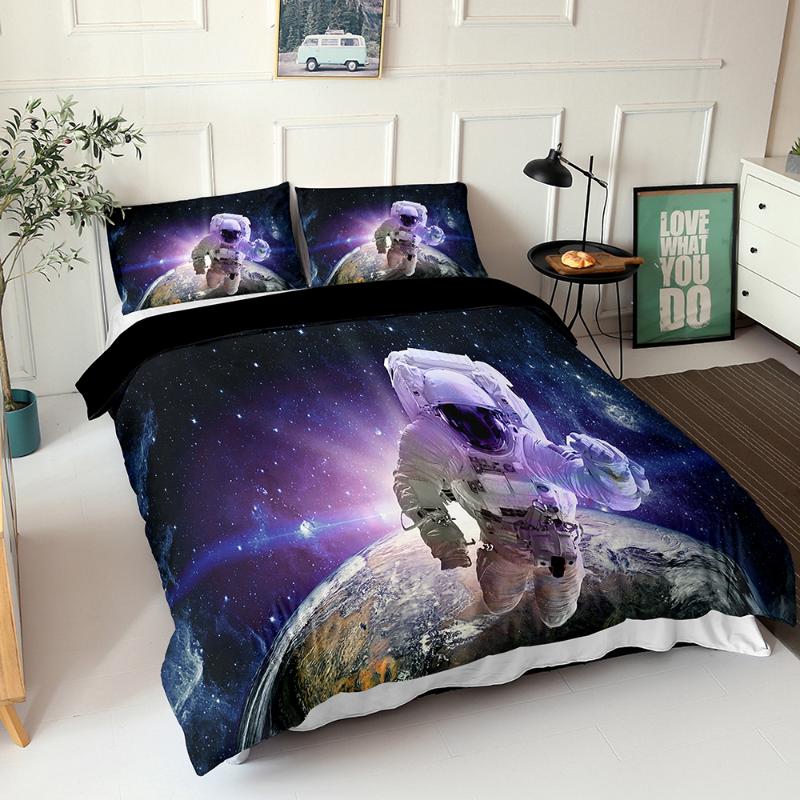 

3d Print Duvet Cover Astronaut In Gorgeous Space Pattern Double Bedspread With Pillowcases King Queen Size Bed Sheets, Dzp-ettk17