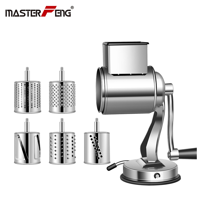 

Multi functional kitchen rotary nut & cheese grater vegetable shredder fruits slicer with 5 drums kitchen chopper 201112