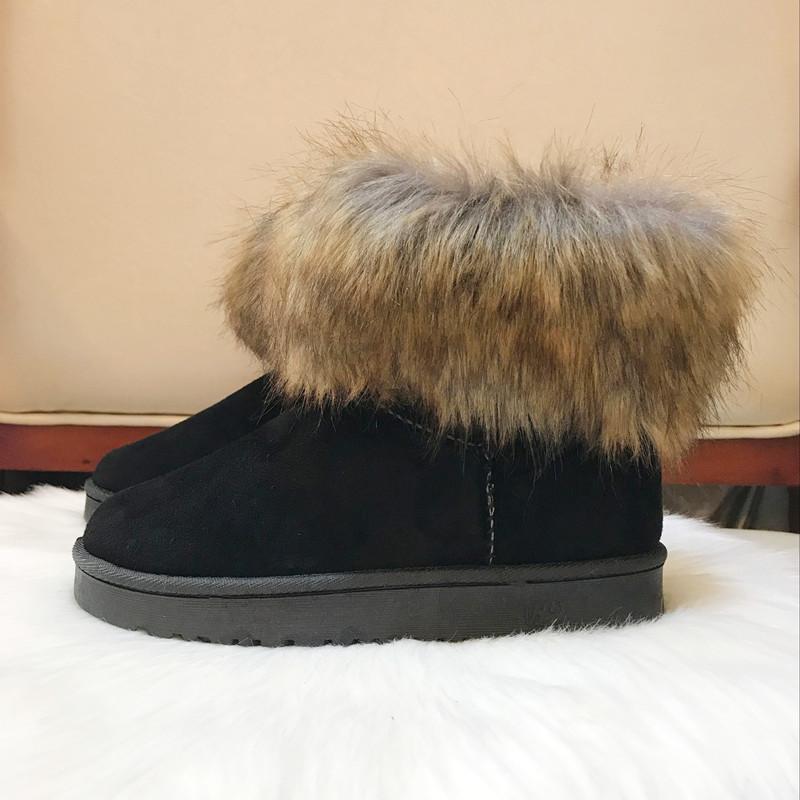 

2021 Snow Boots Fashion Hairy Edges Women Slip-on Mid-tube Snow Boots Round Toe Flat Cotton Shoes Woman Zapatos De Mujer, Red