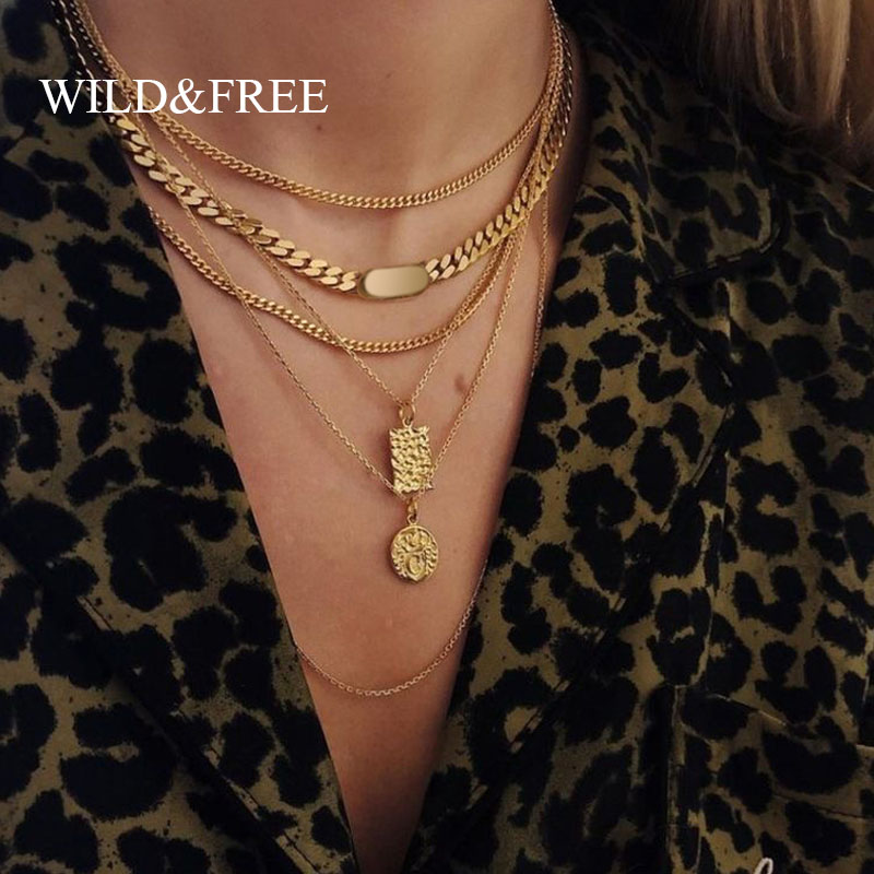 

Wild&Free 2020 New Gold Chunky Curb Cuban Chain Necklace For Women Stainless Steel Thick Link Chain Choker Necklaces Jewelry