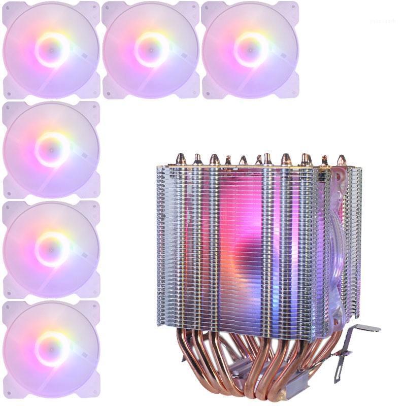 

6 Copper Tube CPU Radiator Chis Fan Synchronous Lighting 1150AMD1366 2011 Crystal Lamp Single Fan+Chis Fan1