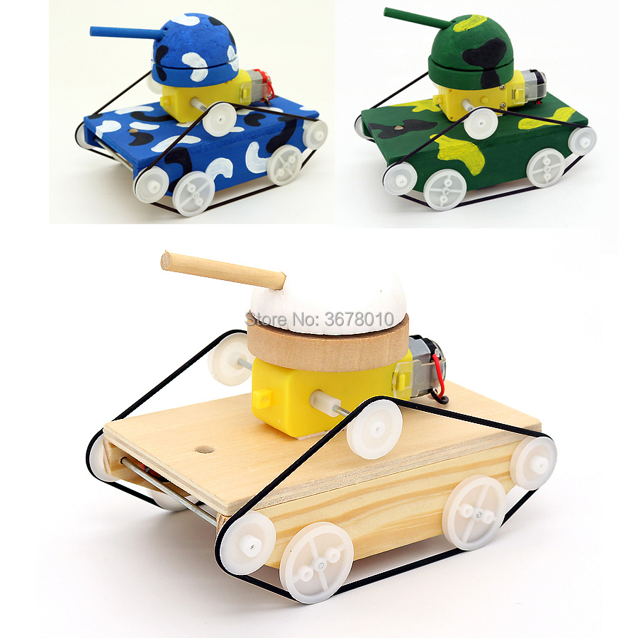 

DIY Wooden Handmade Electric Tank Model Kits science and technology assembly Experiment Educational Construction Toys for kids