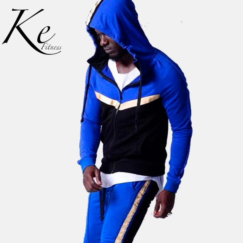 

KE winter plus velvet sweater men's hooded polyester sports sweater suit long-sleeved two-piece men's trendy tracksuit men, Rojo