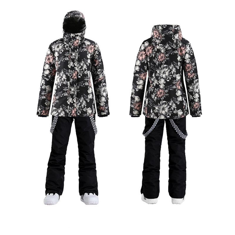 

ARCTIC QUEEN Snowboard Suit For Women Winter Outdoor Windproof Ski Suit Warm Jacket+Pants Snow Sports Alpine Ski Set Women, Black pants