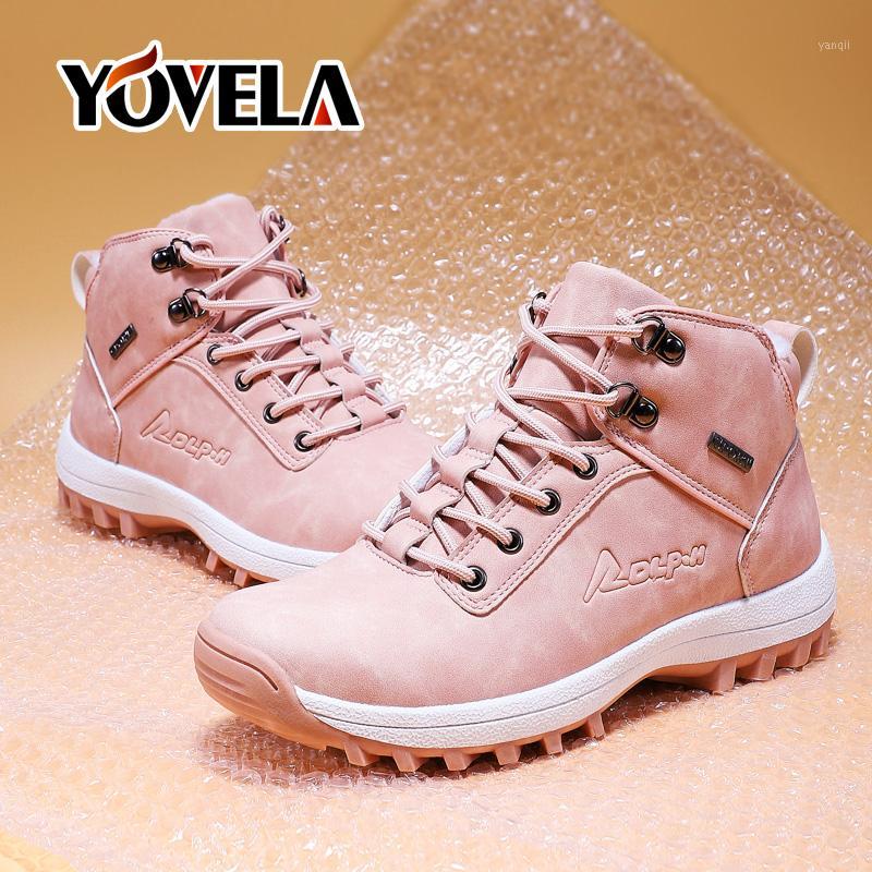 

Women Winter Snow Boots Pink Women Warm Fur Boots Lace Up Casual Ankle Booties Round Shoes Waterproof Winter1