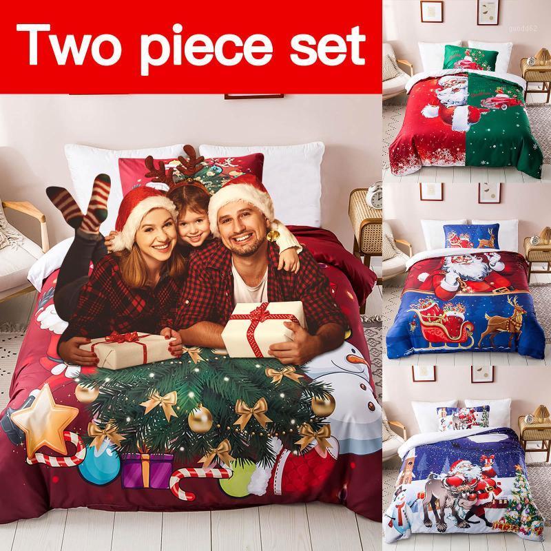 

Christmas Series Santa Claus Xmas Hd Printing Duvet / Quilt Cover Set Bed Linens Twin Bedding Set For Children Adults135*200cm1