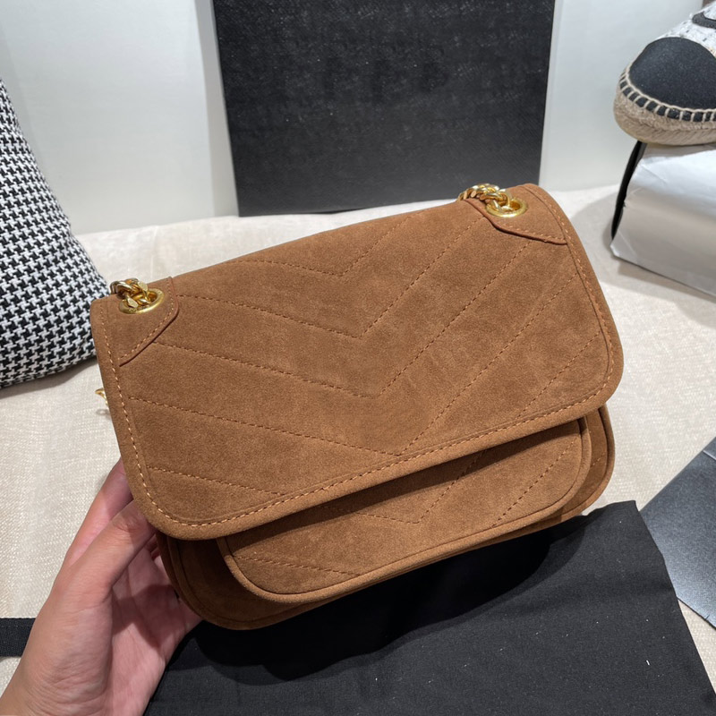 

Crossbody Bag Women Niki Handbag Suede Fashion Retro Flap Shoulder Messenger Bags Plain High Quality Axillary Bag Wallets, A box