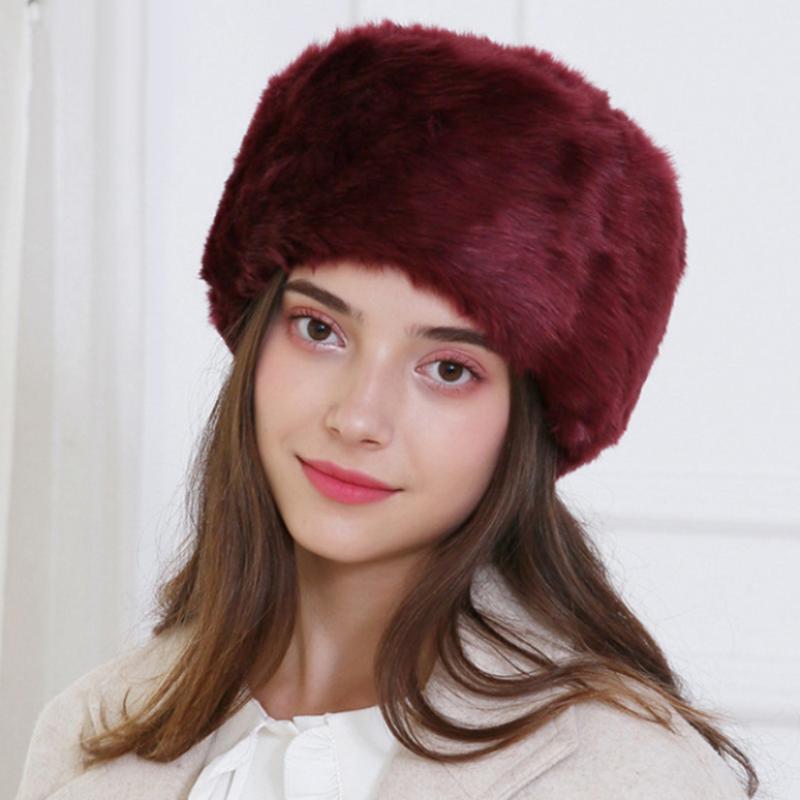 

Beanie/Skull Caps Fluffy Hat Winter Women's Faux Fur Warm Earmuffs Cover Russian Outdoor Ski Beanies For Girl Cap