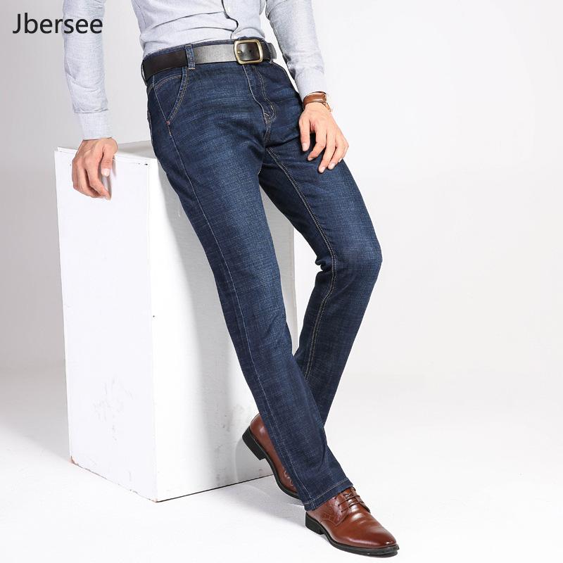 

Mens Jeans Brand Spring Autumn Winter Casual Straight Denim Jeans Men Slim Stretch Jean Men Blue Denim Pants Business Trousers, Deep blue