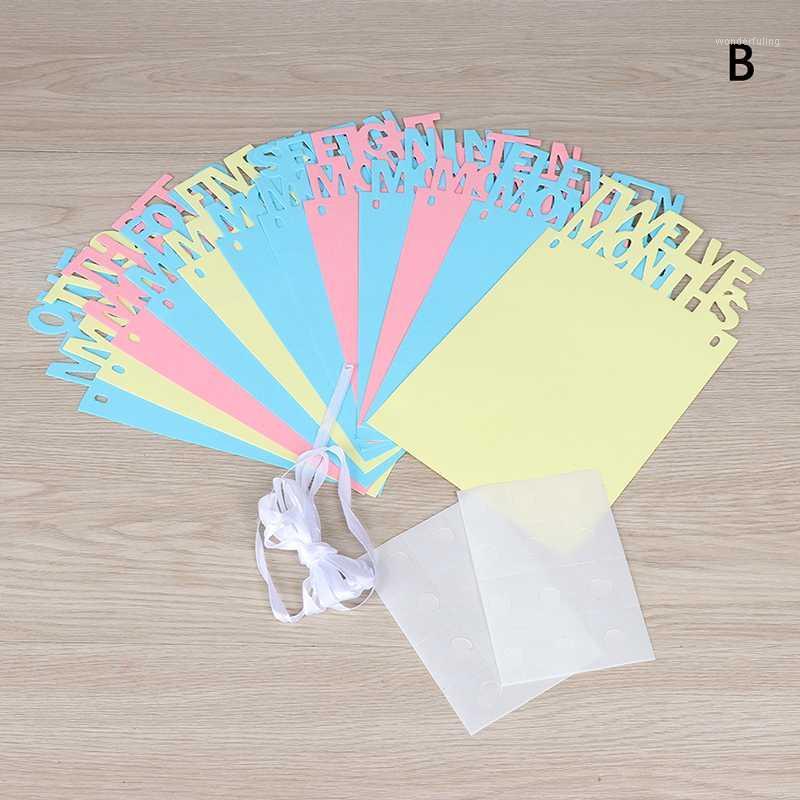 

1pc 12 Cards Photo Frame for 1-12 Months Baby's Birthday Shower Photo holder Kids Birthday Gift home Decorations 14*23cm1