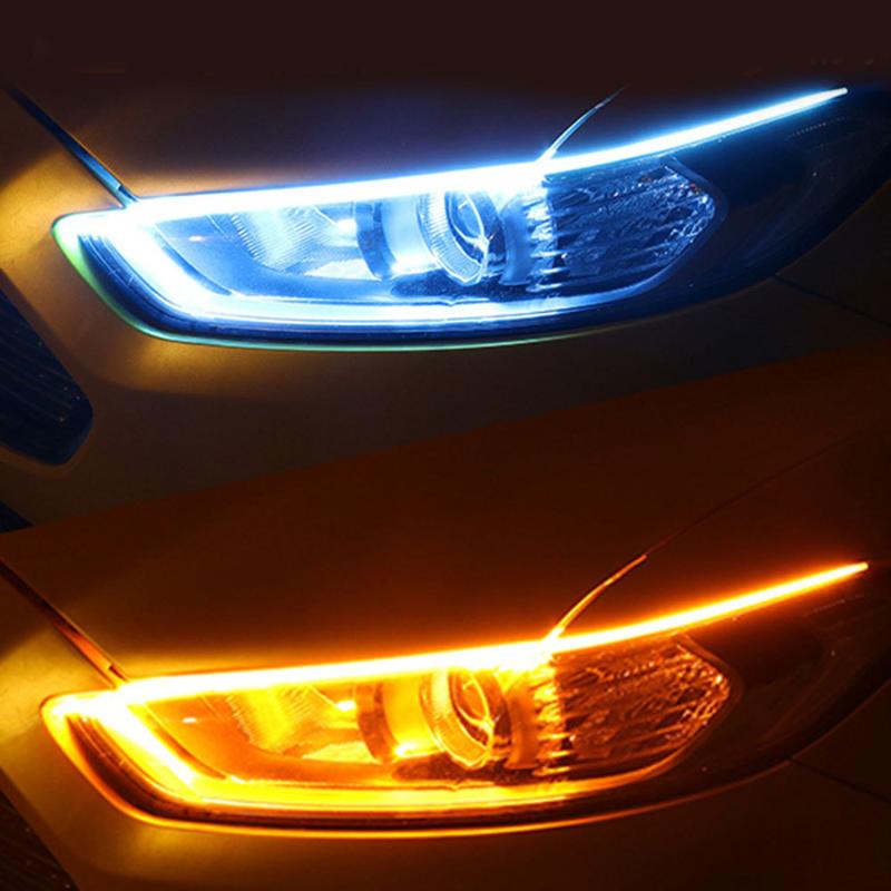 

1pair Turn Signal Flow LED Strip Dynami Flowing Trunk Light Tailgat 10-12V Car Rear Lamp White+Yellow Streamer LED Strip, As pic