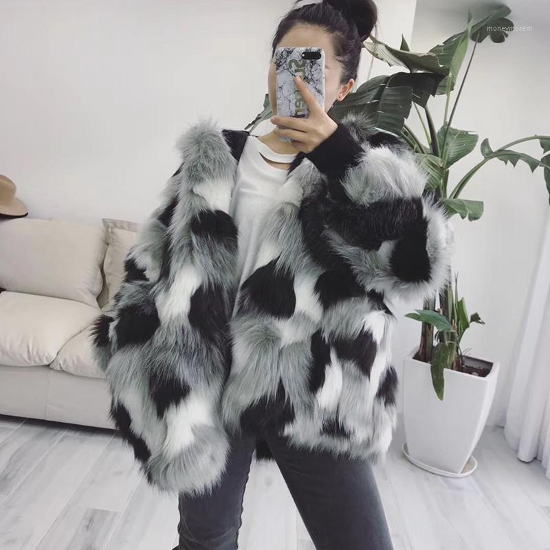 

Plus Size -6XL Women Mixed Color Winter Fluffy Casual Fur Jacket Faux Fur Coat Ladies Elegant Shaggy Short Outwear Overcoat1, As pic