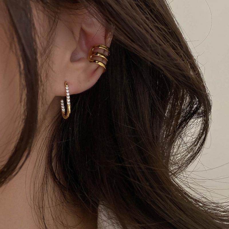 

WTLTC Minimalist Style Zircon Ear Hoop Earrings For Women Open U Shaped Hoops Earrings Retro Statement for Women 2021