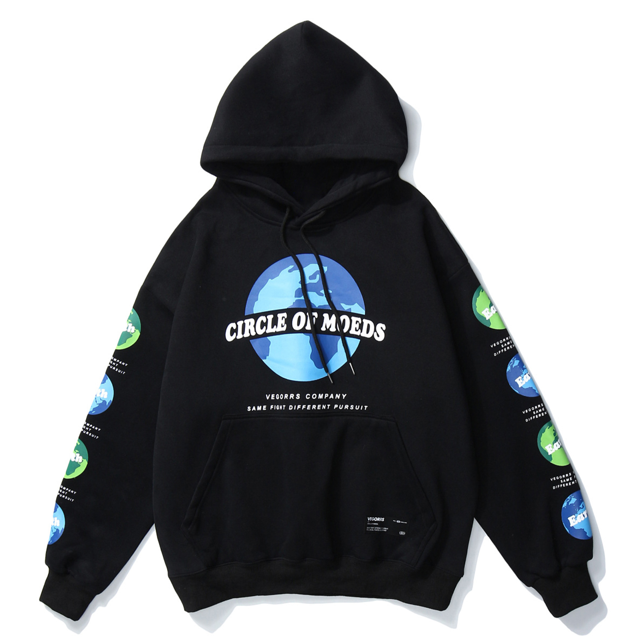 

2021 New Fleece Globe Print Hoodies Sweatshirts Harajuku Hip Hop Streetwear Hoodie Pullover Autumn Casual Cotton Hooded Tops 8y10, Black