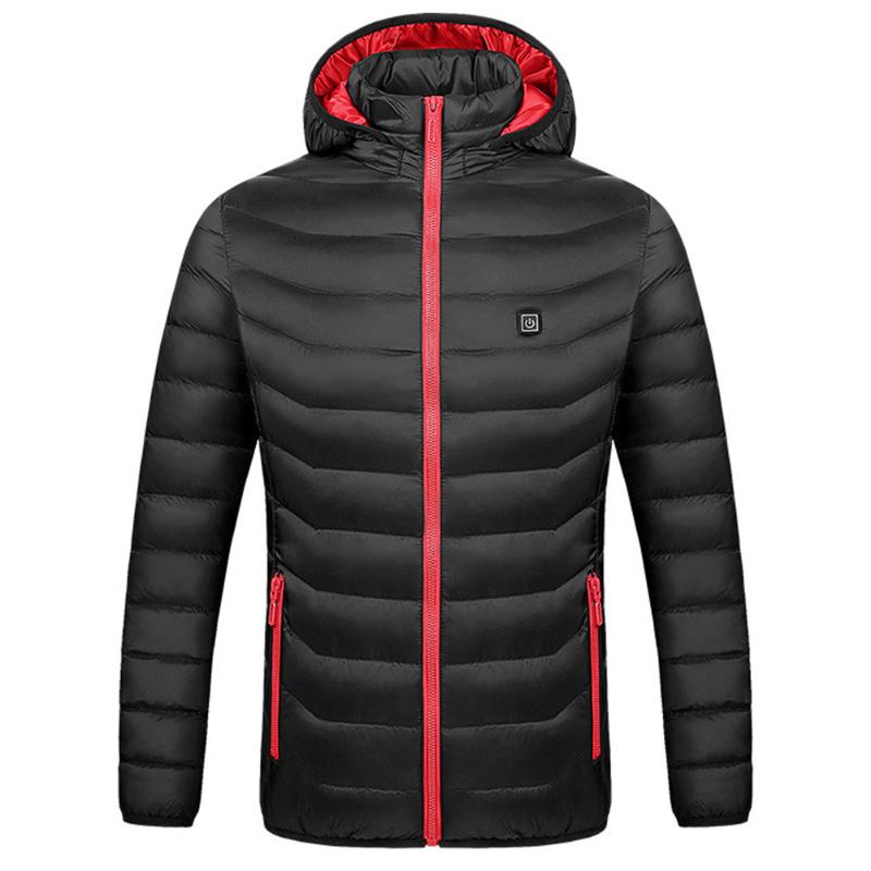 

Hooded Daily Zipper Warm Soft Casual Thermal Thick Winter Solid USB Rechargeable Electric Heating Women Coat Pocket, As pic