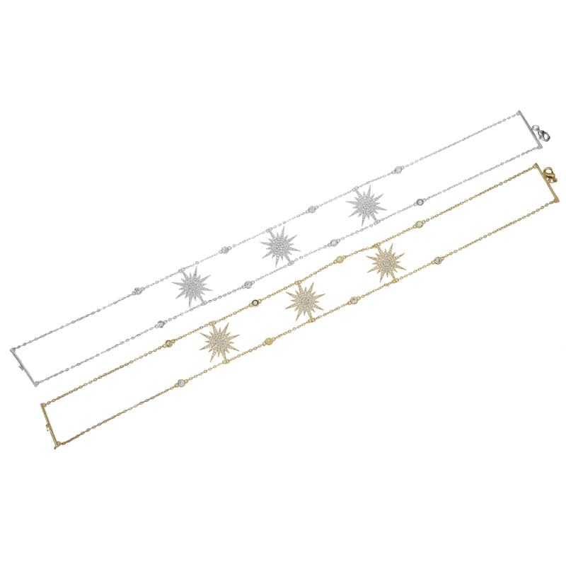 

fashion bling cz station layer chain choker necklace with mulity star charm paved women wedding short necklace jewelry gift