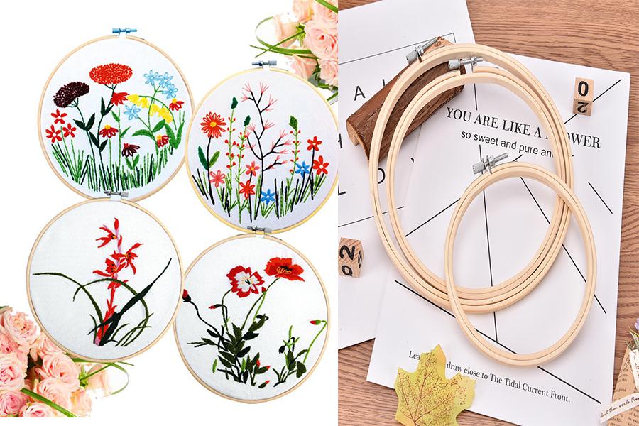 

8 Size 13-34CM Bamboo Frame Embroidery Hoop Ring DIY Needlecraft Cross Stitch Machine Round Loop Hand Household Sewing Tools