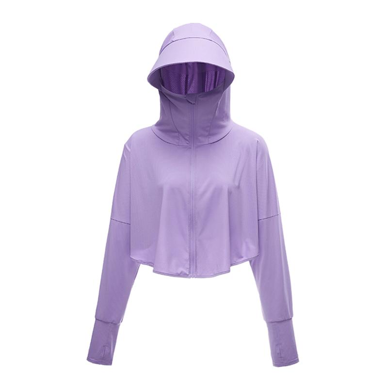 

UV Protection Sun Hoodie for Women UPF 50+ Sun-Proof Jacket with Zipper Hooded Mask for Running Cycling Fishing Outdoor Jackets, White