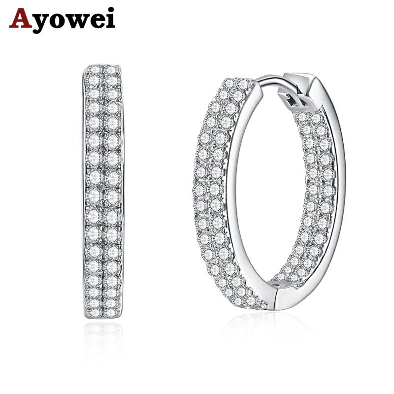 

100% 925 pure sterling silver white zircon hoop earring for girl gift fashion jewelry 4,4G SE12A