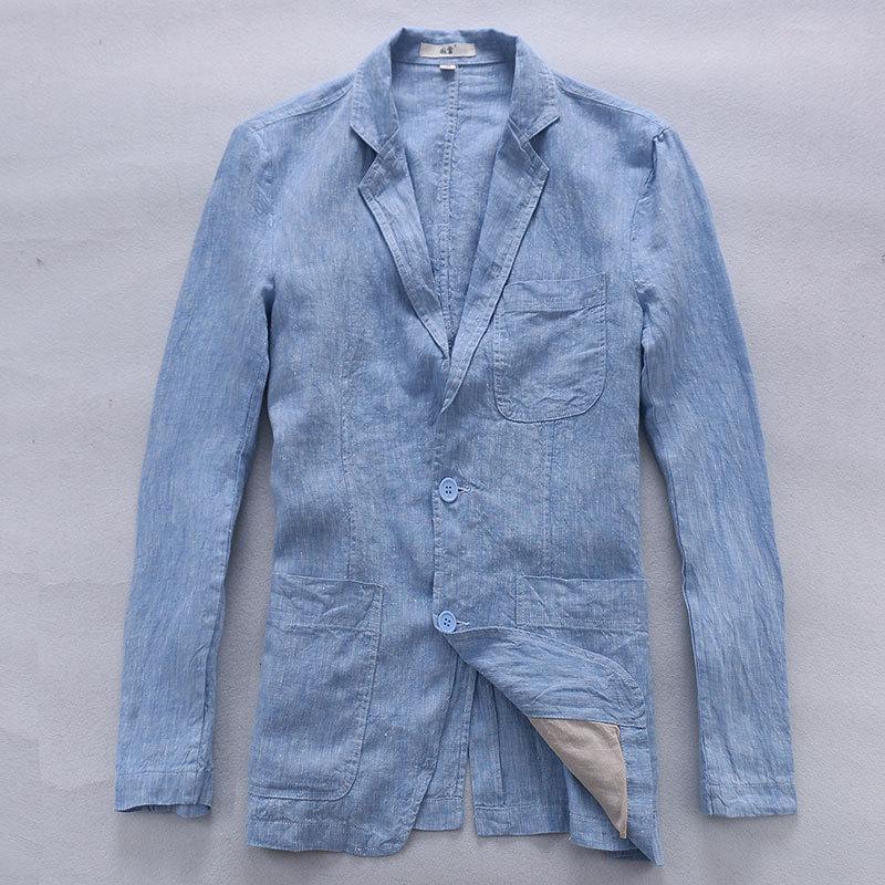 

Italy brand linen jacket men autumn long-sleeved flax men jacket solid fashion jackets business casual jaqueta masculina, Black