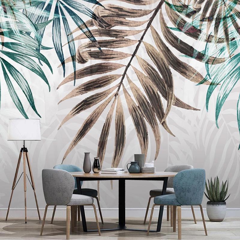 

Custom Any Size Mural Wallpaper 3D Hand Painted Watercolor Leaf Wall Painting Living Room TV Sofa Bedroom Papel De Parede Sala1, As pic