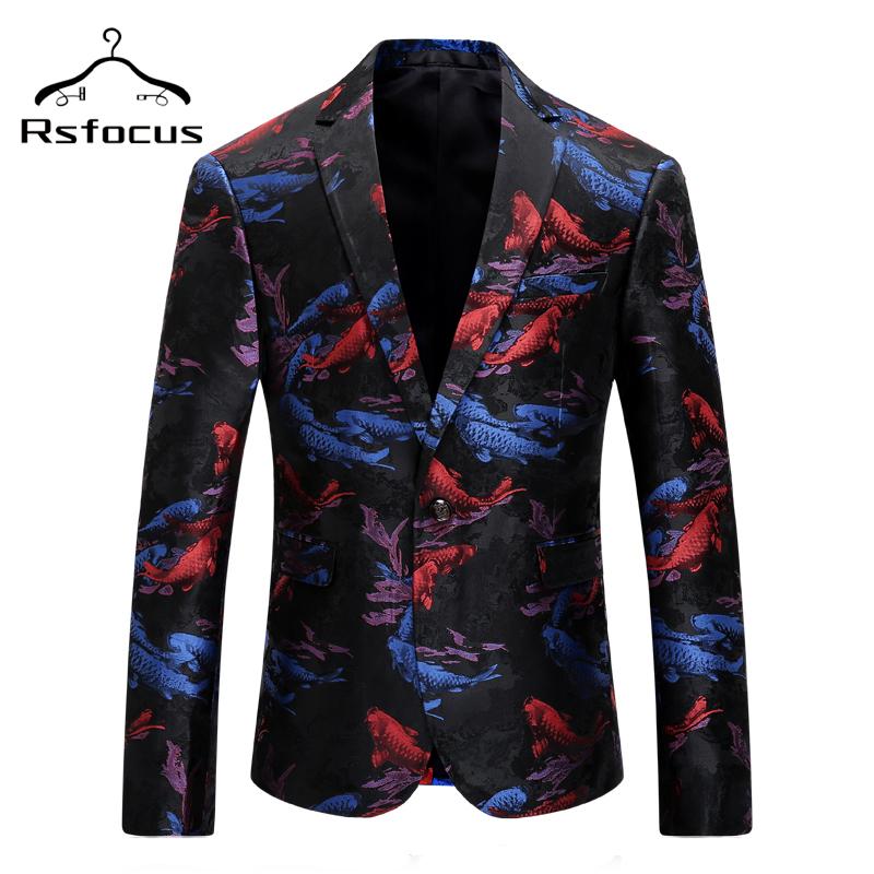 

Rsfocus Mens Fish Printed Blazer Fashion Men's Blazers And Suit Jackets 4XL Casual Party Prom Wedding Blazer XZ408, As picture