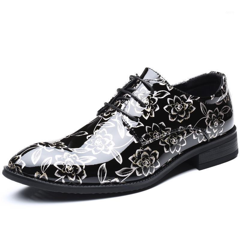 

2020 Men's Shoes lacquer print business casual leather shoes pointy large size wedding men leather 38-48 dress men1