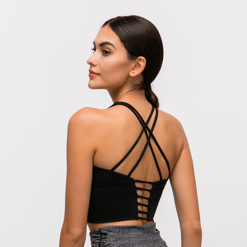 

2021 New Breathe Cross Back Sports High Impact Workout Women Yoga Padded Push Up Bra Kcky, White