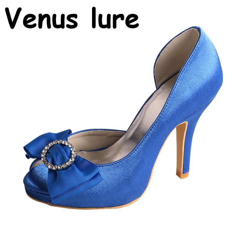 

Wedopus Size 4 Peep Toe Womens Party Shoes Royal Blue 4 inches, Black