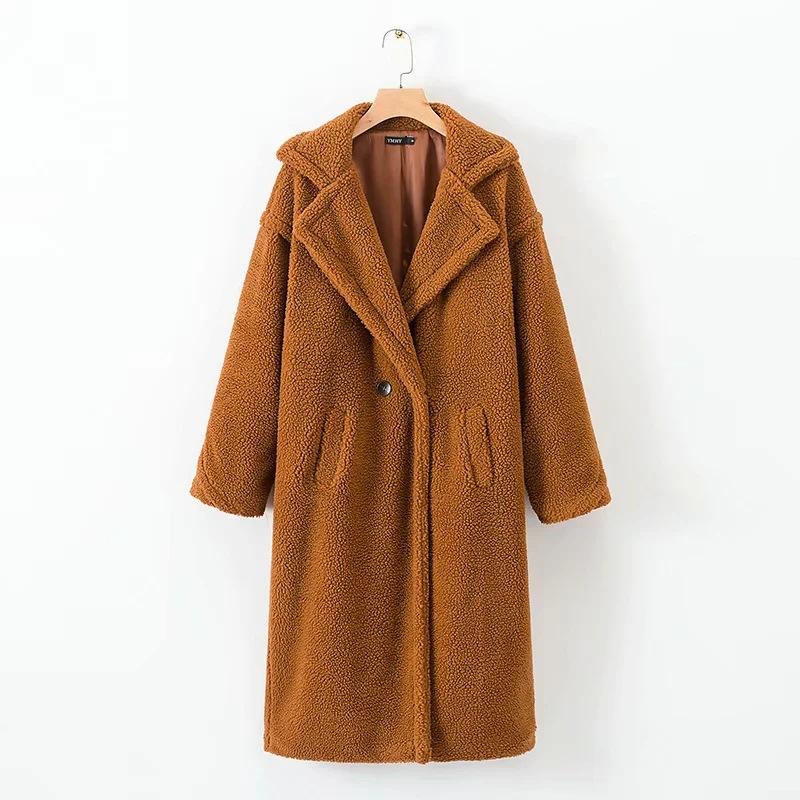 

Autumn Winter Coat Women 2021 Casual Loose Solid Long Teddy Coat Female Vintage Thick Faux Fur Jackets Coats Dropshipping, Model b