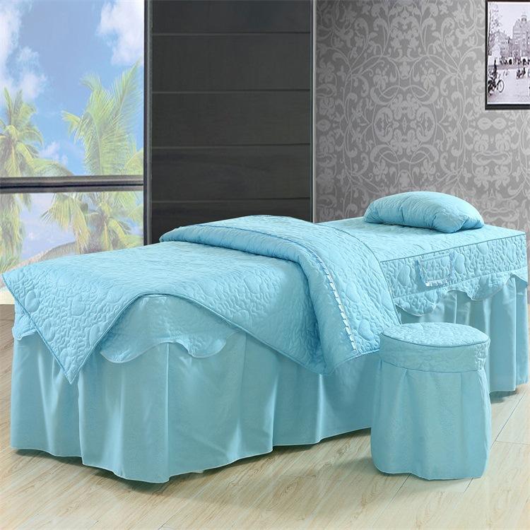 

Four-piece set Beauty bedspreads Quilted beauty salons customized Spa Bed Bedding Set Solid Color Purple Green Blue #386, Beige