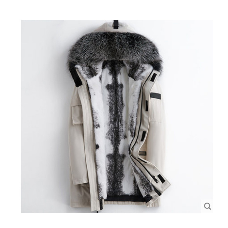 Real Mink Fur Coat For Men Winter Jackets Fur Parkas Fox Fur Collar Warm Casual Tops Coats Hoodies Outerwear Thickening Snow Outdor CoatXXXL