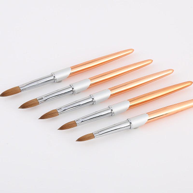 

Mink Hair UV Gel Carving Painting Nail Art Pen Rose Gold Metal Handle 100% Kolinsky Sable Nail Brush For DIY Home Art Tools