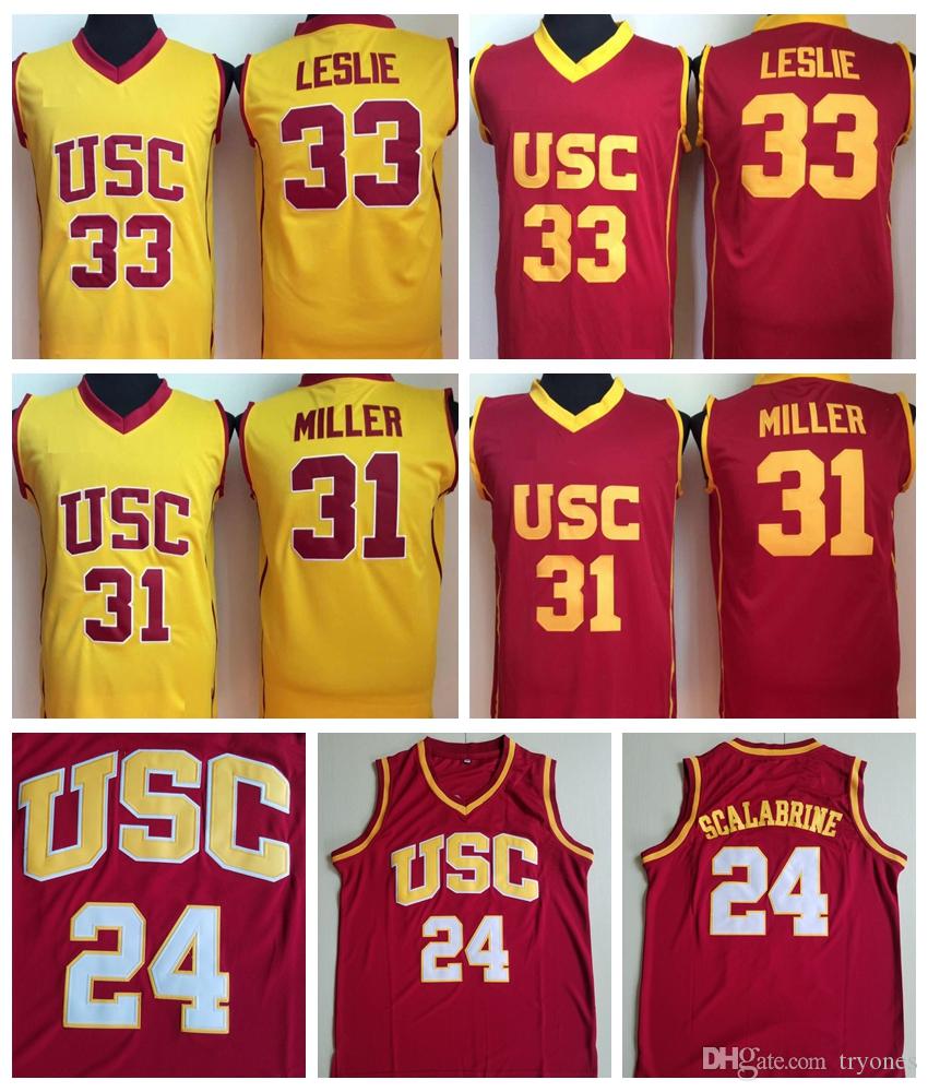 

NCAA Vintage USC Trojans 24 Brian Scalabrine College Basketball Jerseys Mens 33 Lisa Leslie 31 Cheryl Miller Red Yellow University Stitched, Black