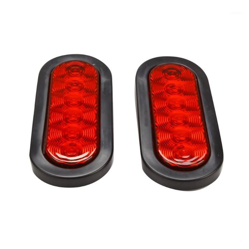 

2Pcs 6 LED Trailer Truck Stop/Turn/Tail Brake Lights 6" Oval Sealed Mount Red -3411, As pic