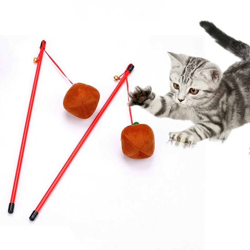 

Funny Cat Toy Make Cats Sticker Halloween Toy Pumpkin Playing Head Teaser And Exerciser Wand With Bell For Cat , Kitten,Gatos