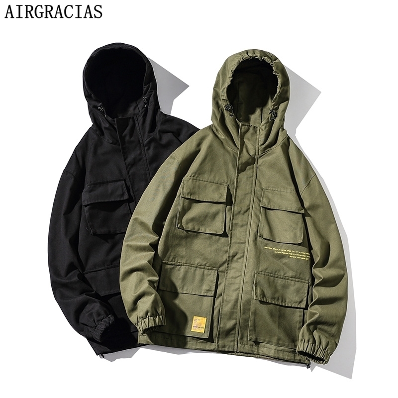 AIRGRACIAS Jacket Men Spring Autumn Casual Coats Solid Color Mens Sportswear 95 Cotton Hoodies Jackets Male Bomber Jackets 5XL 201118Z