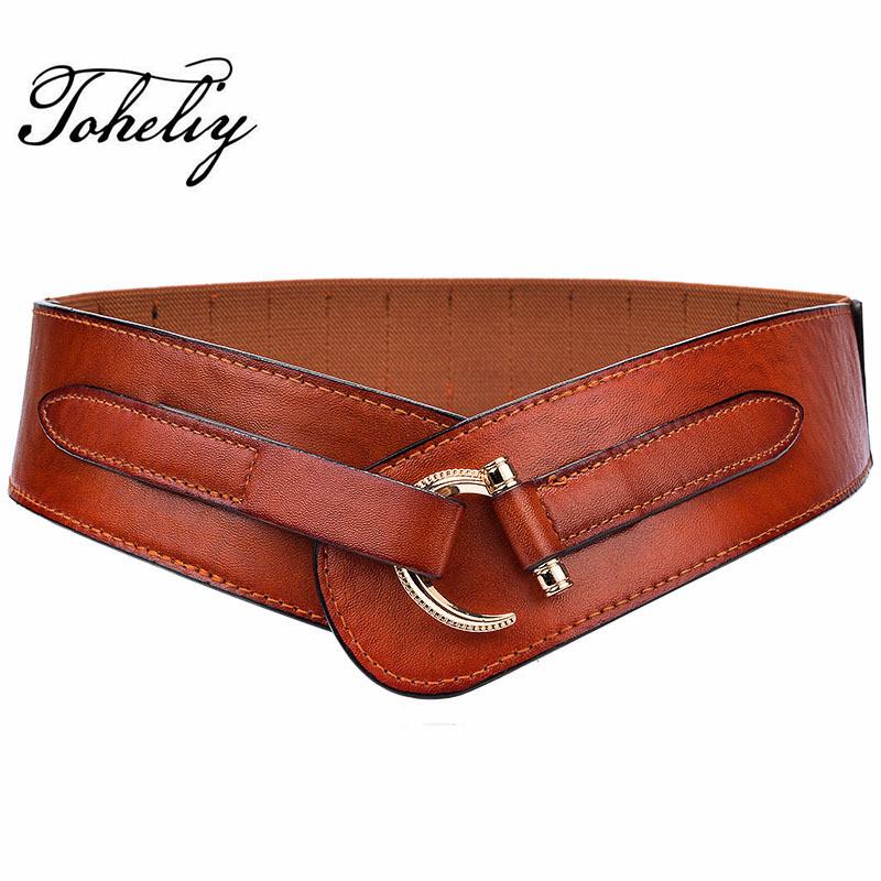 

Wide Hasp Women Waist Retro Belt Elastic Waist Leather Belt for Women PU cowhide Cummerbunds Female Belts Metal Agio Decoration, Black