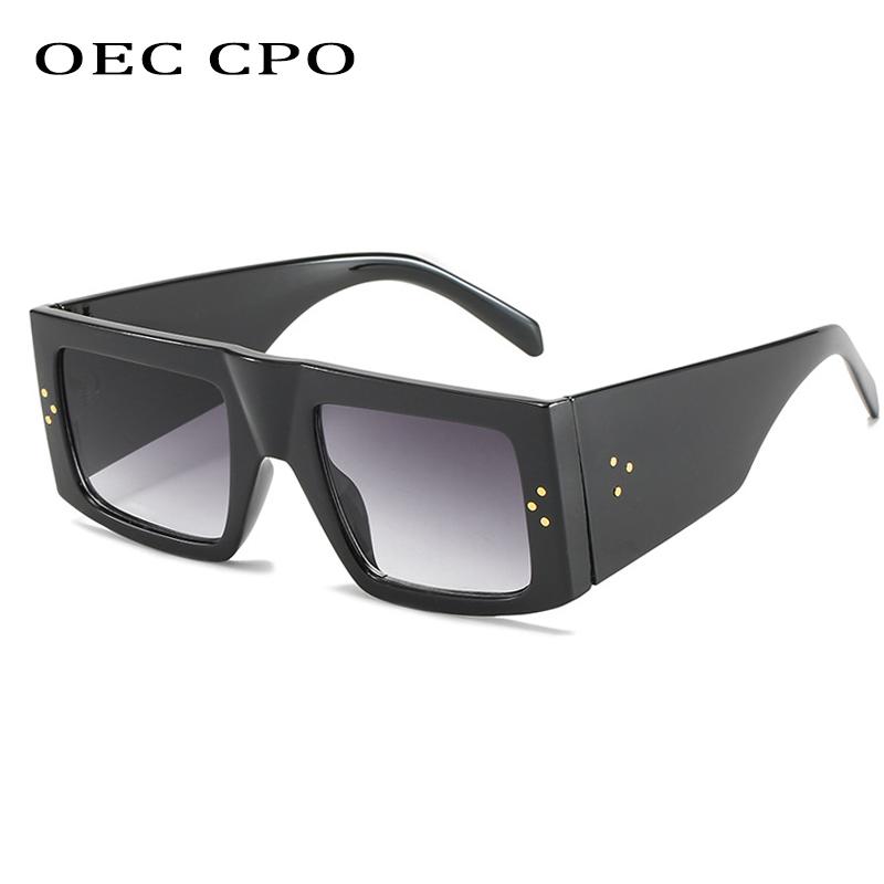 

Square Sunglasses Women Men Rivets Trendy Big Rectangle Sun Glasses For Ladies Style summer UV400 Gradient Shades Female O594