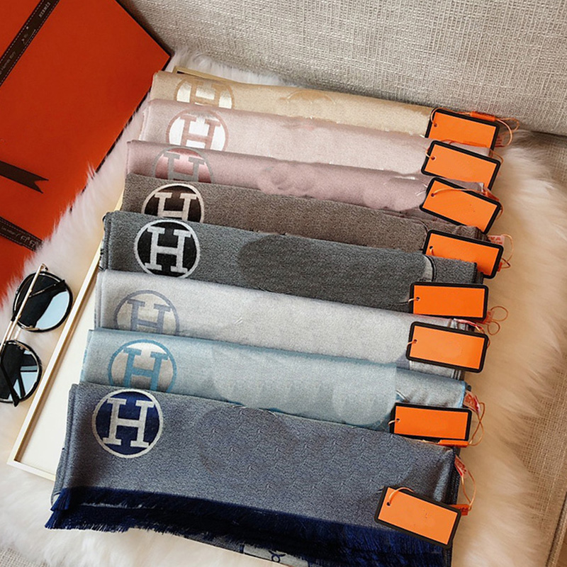 

Tencel Cotton Jacquard Scarf For Women Designer High Quatity Knit Scarves Letters Classic Lapel Head Scarfs Shawl Plaid Hijab, Blue;gray