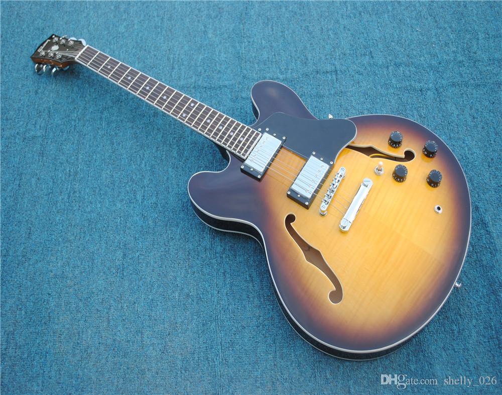 

guitar sunburst color F-Hole hollow body OEM chibson Electric Guitar 335