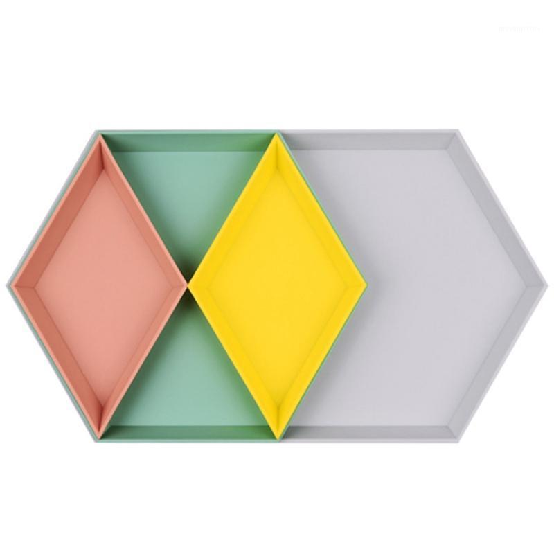 

4PCS Geometric Storage Tray Desktop Storage Diamond Tray Jewelry and Cosmetic Fruit Plate1