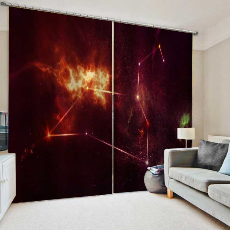 

3D Blackout Curtain Beautiful Red Curtains For Living Room Bedroom Window Treament Stars Drapes Blinds