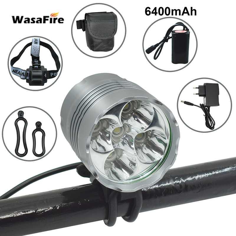 

WasaFire 7000lm Front faroles Bike Light Headlight 3 Modes 5* XM-L T6 LED Bicycle Lamp Headlamp 6400mA Rechargeable Battery Pack