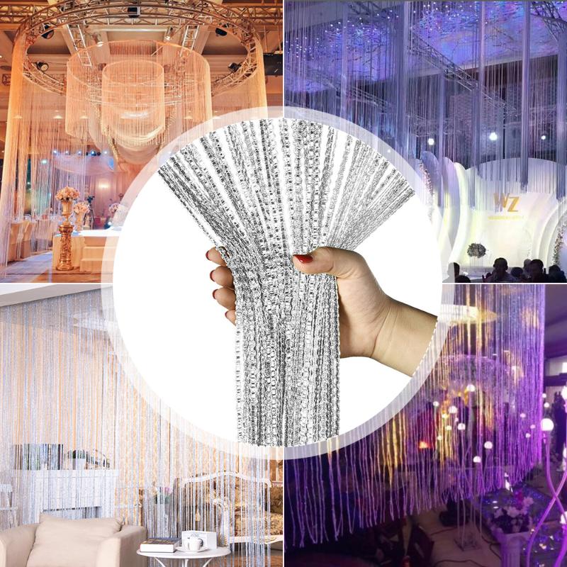 

Shiny Tassel Curtains Line Living Room String Curtain Door Divider Drape Living Room Decor Valance Home Decoration, Purple