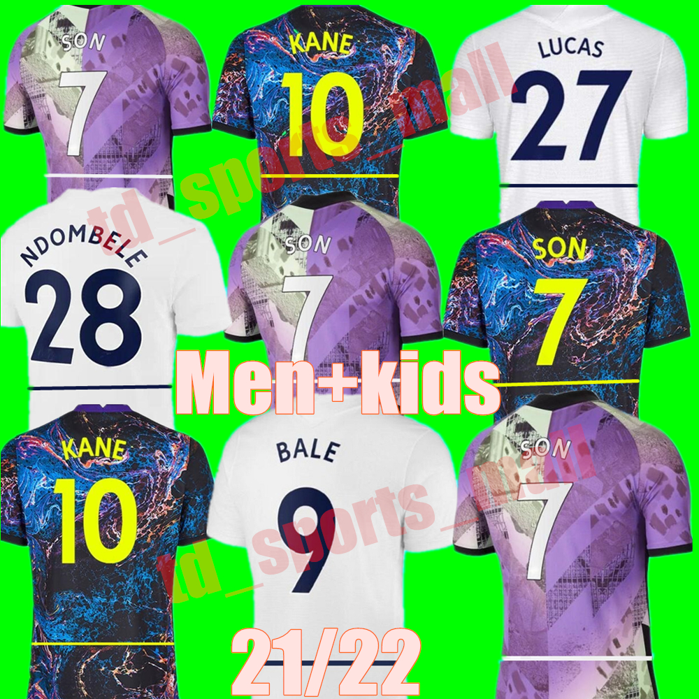 

21 22 Men + kids kit KANE SON DELE BALE soccer jersey home away 3rd HOJBJERG BERGWIJN SPURS LO CELSO 2021 2022 LUCAS football shirts uniform, Black