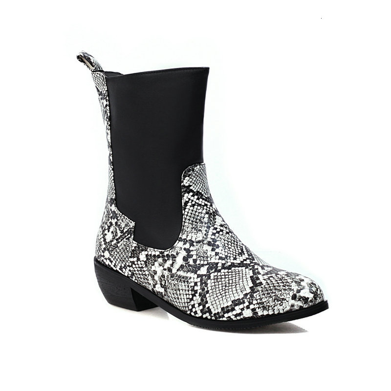 

2021 New Pu Leather Ankle Round Toe Women Shoes Square Heel Autumn Winter Casual Party Short Boots Size 34-43 Eic9, Black