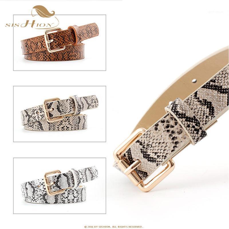 

SISHION Snake Print Belt For Women Gold Square Pin Waistband PU Leather Belt Women Snake Pattern QY109 Jeans Leather1, White