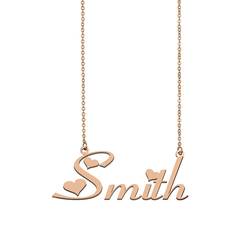 

Smith Name Necklace Custom Nameplate Pendant for Women Girls Birthday Gift Kids Best Friends Jewelry 18k Gold Plated Stainless Steel, Silver